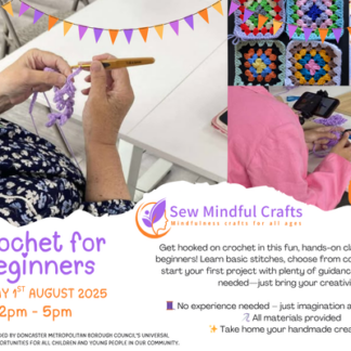 Advert for a crochet for beginners workshop
