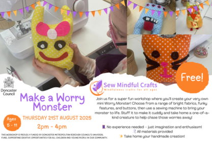 Handmade worry monster made by hand advert