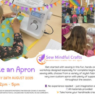 Advert for a 'Make an apron' workshop
