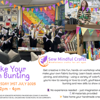 Advert for a Kids Make your own Bunting workshop