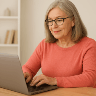 Lady using a laptop