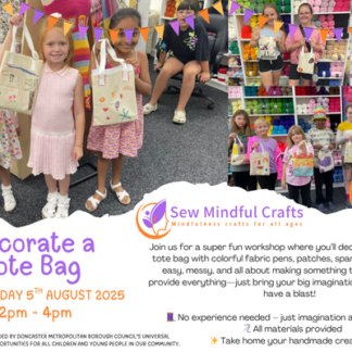 Advert for a 'Decorate a Tote Bag' workshop
