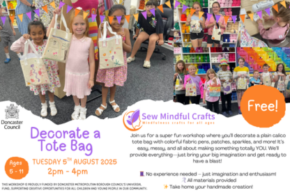 Advert for a 'Decorate a Tote Bag' workshop