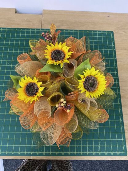 autumn wreath laid down
