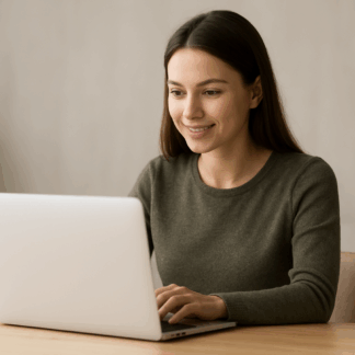 Lady using a laptop