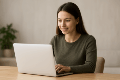 Lady using a laptop