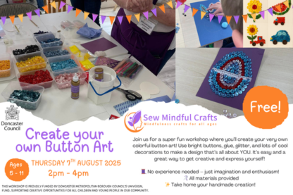 Advert for a button art workshop