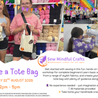 Advert for a 'make a tote bag' workshop