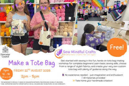 Advert for a 'make a tote bag' workshop