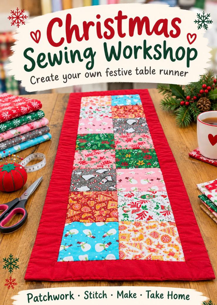 Christmas Table Runner Workshop Tuesday 10th November 1.30pm - 4.30pm