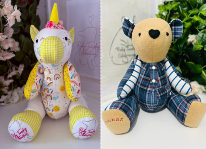 Handmade memory bear and unicorn