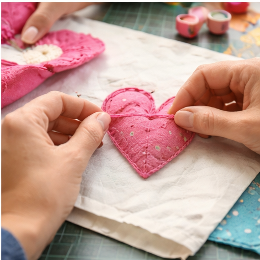 making a fabric heart using applique