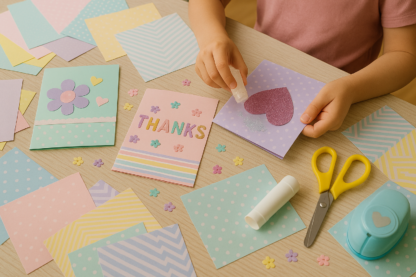 Image of a child creating a card