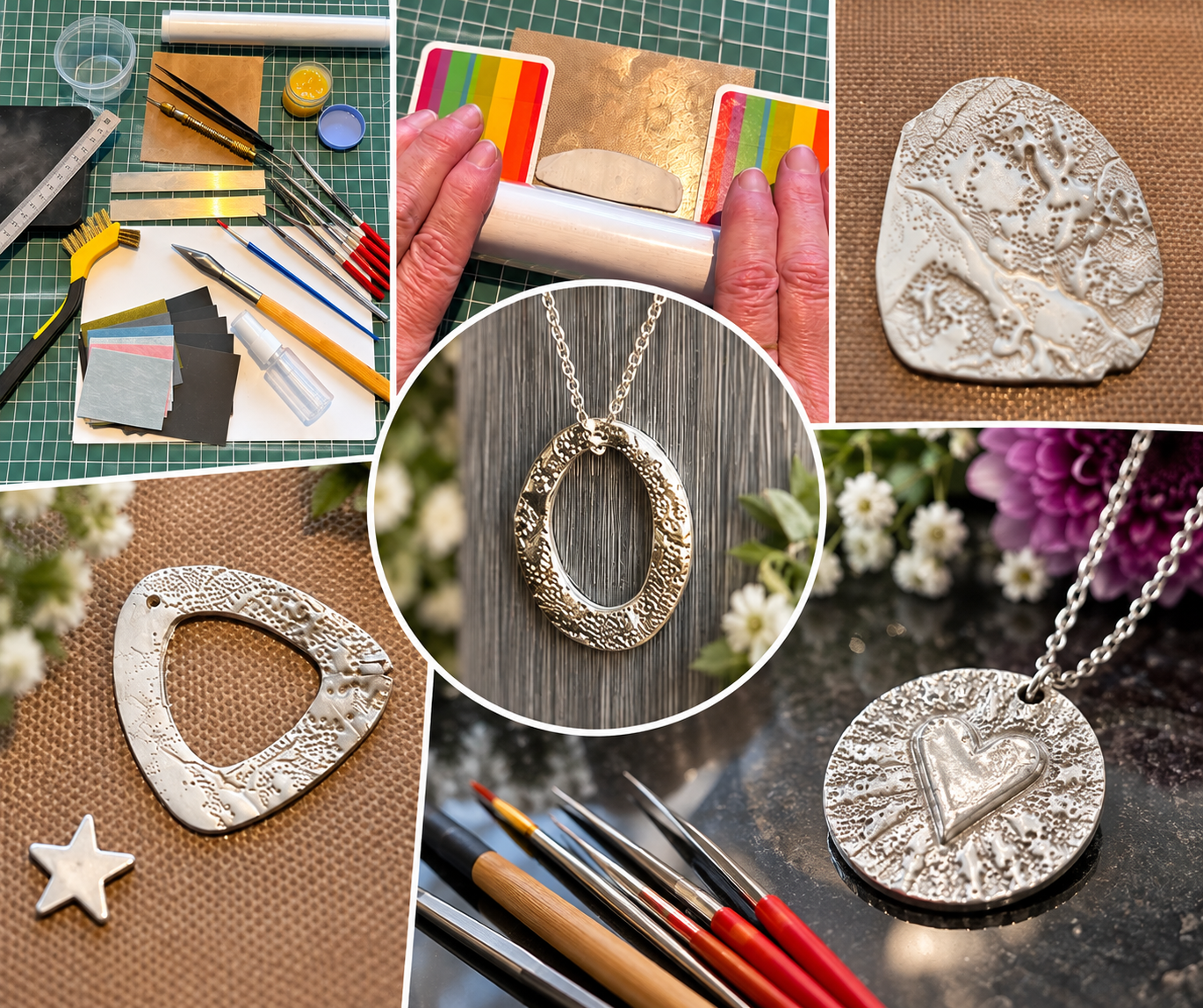 picture of variuos items used on a clay workshop