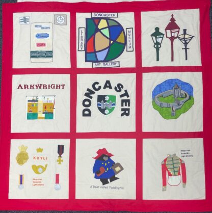 Doncaster inspired quilt wall hanging made by the community